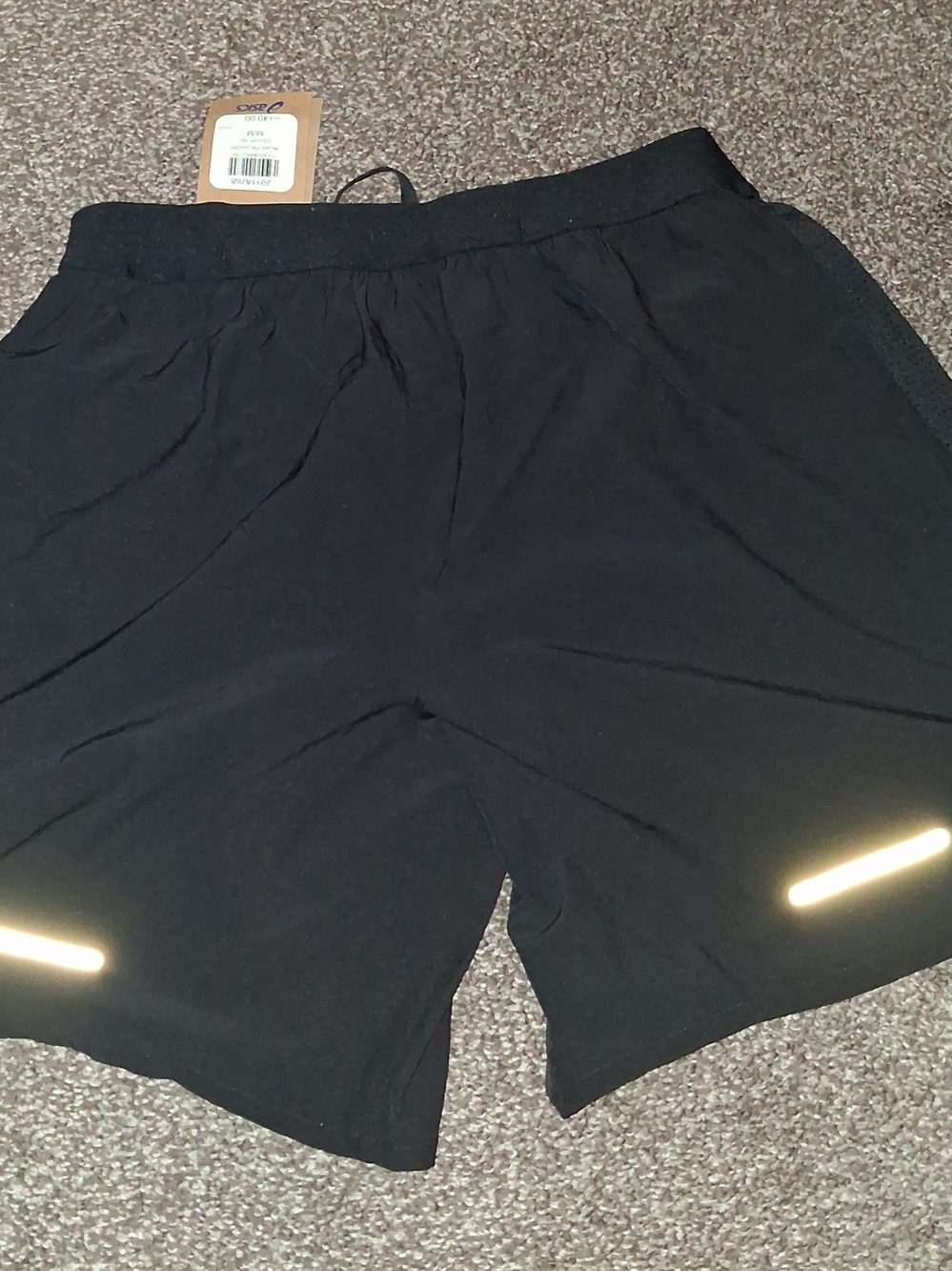 Asics Black Men's Athletic Shorts with Reflective Accents